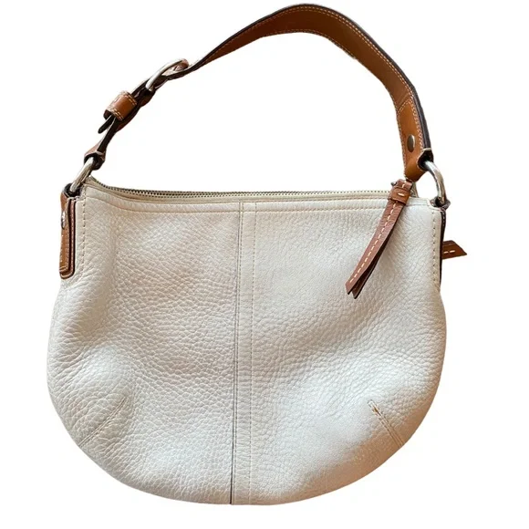 Coach White Leather Bag with Brown Leather Strap - Picture 2 of 5